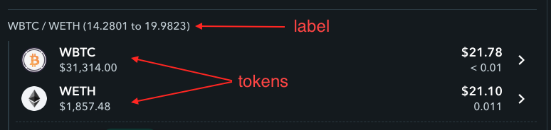 Contract Position Display Props and Tokens